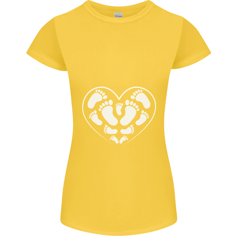 Baby Heart New Baby Pregnancy Pregnant Womens Petite Cut T-Shirt Yellow