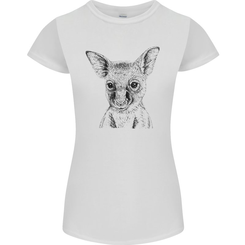 Baby Kangaroo Sketch Ecology Environment Womens Petite Cut T-Shirt
