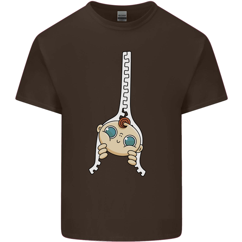 Baby Zipper New Baby Pregnancy Pregnant Mens Cotton T-Shirt Tee Top Dark Chocolate