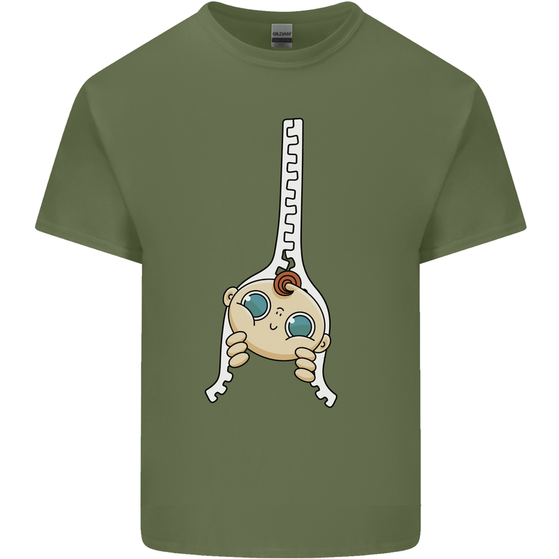 Baby Zipper New Baby Pregnancy Pregnant Mens Cotton T-Shirt Tee Top Military Green