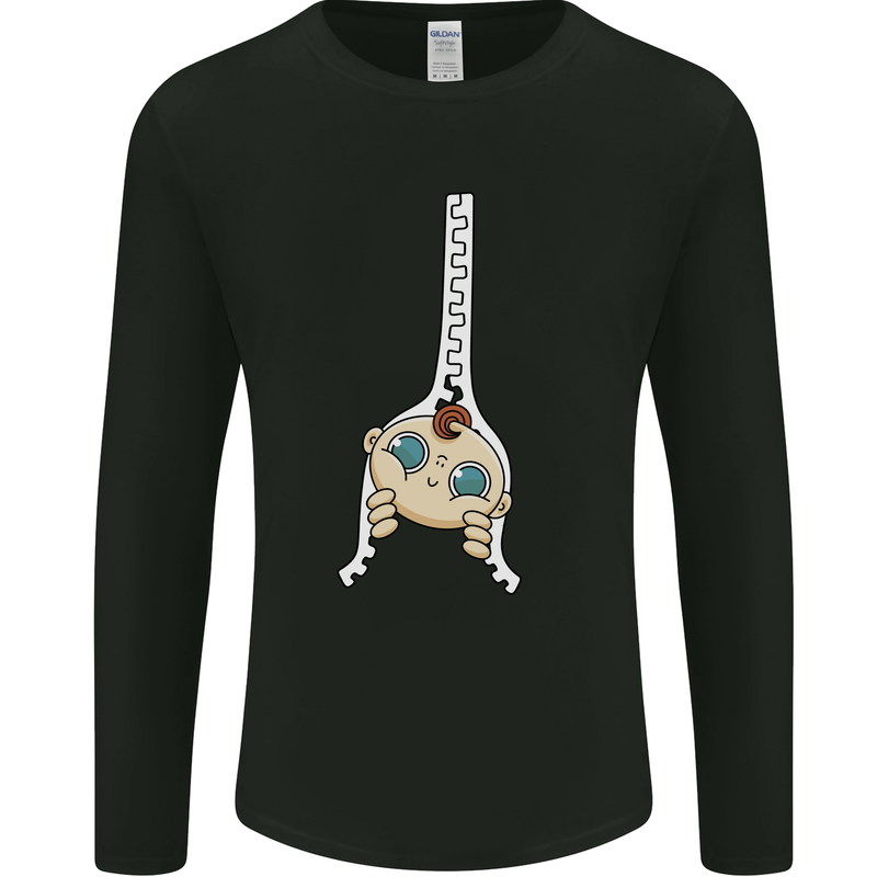 Baby Zipper New Baby Pregnancy Pregnant Mens Long Sleeve T-Shirt Black