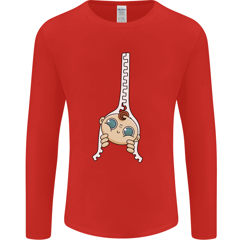 Baby Zipper New Baby Pregnancy Pregnant Mens Long Sleeve T-Shirt Red