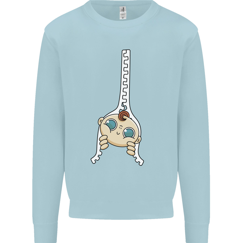 Baby Zipper New Baby Pregnancy Pregnant Mens Sweatshirt Jumper Light Blue