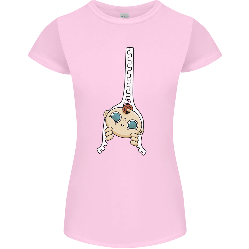 Baby Zipper New Baby Pregnancy Pregnant Womens Petite Cut T-Shirt Light Pink