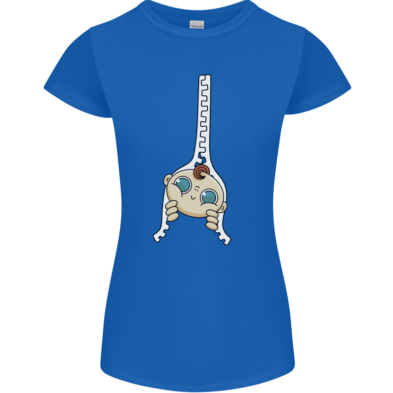 Baby Zipper New Baby Pregnancy Pregnant Womens Petite Cut T-Shirt Royal Blue