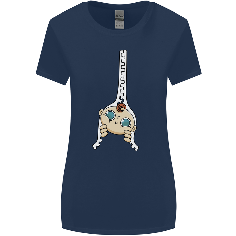 Baby Zipper New Baby Pregnancy Pregnant Womens Wider Cut T-Shirt Navy Blue