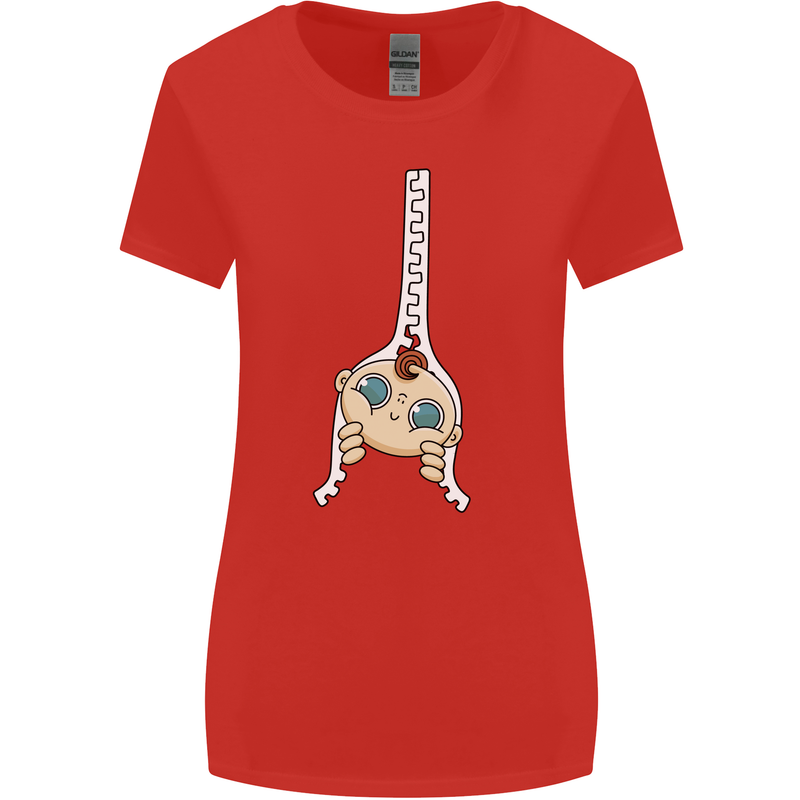 Baby Zipper New Baby Pregnancy Pregnant Womens Wider Cut T-Shirt Red