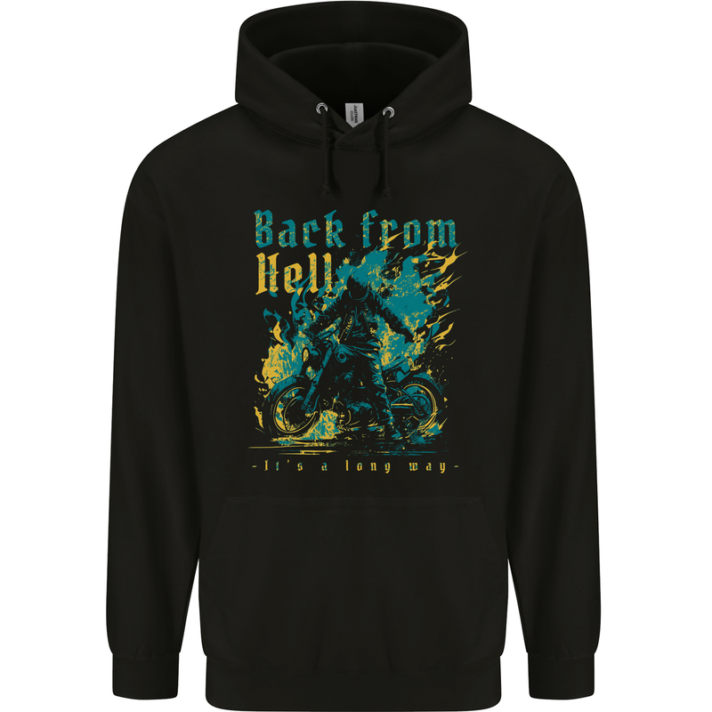 Back From Hell Biker Motorcycle Motorbike Mens 80% Cotton Hoodie Black