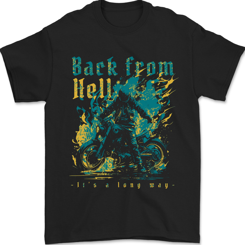 Back From Hell Biker Motorcycle Motorbike Mens T-Shirt 100% Cotton Black