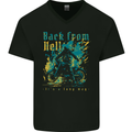 Back From Hell Biker Motorcycle Motorbike Mens V-Neck Cotton T-Shirt Black