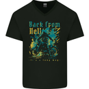 Back From Hell Biker Motorcycle Motorbike Mens V-Neck Cotton T-Shirt Black