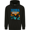 Backroll Entry from a Boat Scuba Diver Diving Mens 80% Cotton Hoodie Black