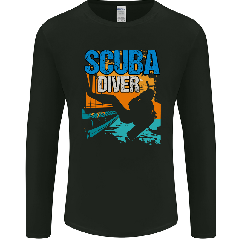 Backroll Entry from a Boat Scuba Diver Diving Mens Long Sleeve T-Shirt Black