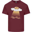 Bacon Abduction Funny Alien UFO Food Mens Cotton T-Shirt Tee Top Maroon