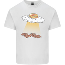 Bacon Abduction Funny Alien UFO Food Mens Cotton T-Shirt Tee Top White