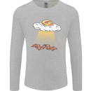 Bacon Abduction Funny Alien UFO Food Mens Long Sleeve T-Shirt Sports Grey