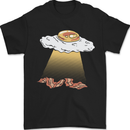 Bacon Abduction Funny Alien UFO Food Mens T-Shirt 100% Cotton Black