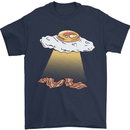 Bacon Abduction Funny Alien UFO Food Mens T-Shirt 100% Cotton Navy Blue