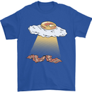 Bacon Abduction Funny Alien UFO Food Mens T-Shirt 100% Cotton Royal Blue