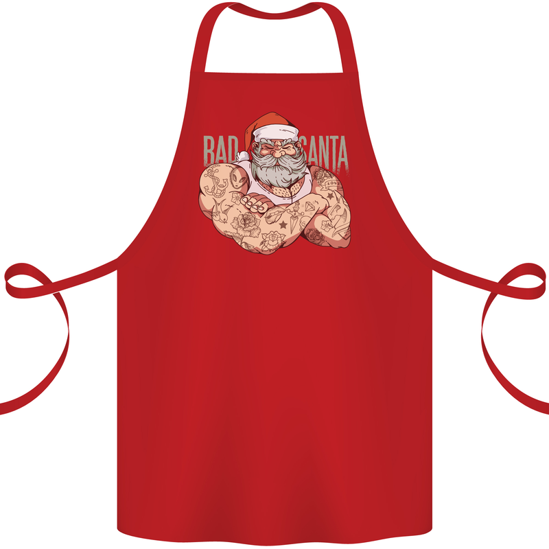 Bad Santa Christmas Tattoo Xmas Biker Gym Cotton Apron 100% Organic Red