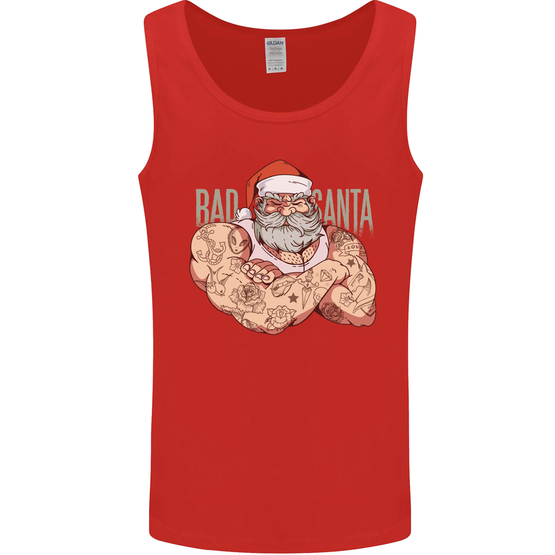 Bad Santa Christmas Tattoo Xmas Biker Gym Mens Vest Tank Top Red