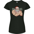 Bad Santa Christmas Tattoo Xmas Biker Gym Womens Petite Cut T-Shirt Black
