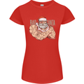Bad Santa Christmas Tattoo Xmas Biker Gym Womens Petite Cut T-Shirt Red