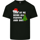 Bah Humbug Festive & Sh!t Christmas Xmas Mens Cotton T-Shirt Tee Top Black