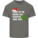 Bah Humbug Festive & Sh!t Christmas Xmas Mens Cotton T-Shirt Tee Top Charcoal