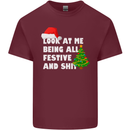 Bah Humbug Festive & Sh!t Christmas Xmas Mens Cotton T-Shirt Tee Top Maroon