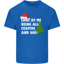 Bah Humbug Festive & Sh!t Christmas Xmas Mens Cotton T-Shirt Tee Top Royal Blue