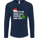 Bah Humbug Festive & Sh!t Christmas Xmas Mens Long Sleeve T-Shirt Navy Blue