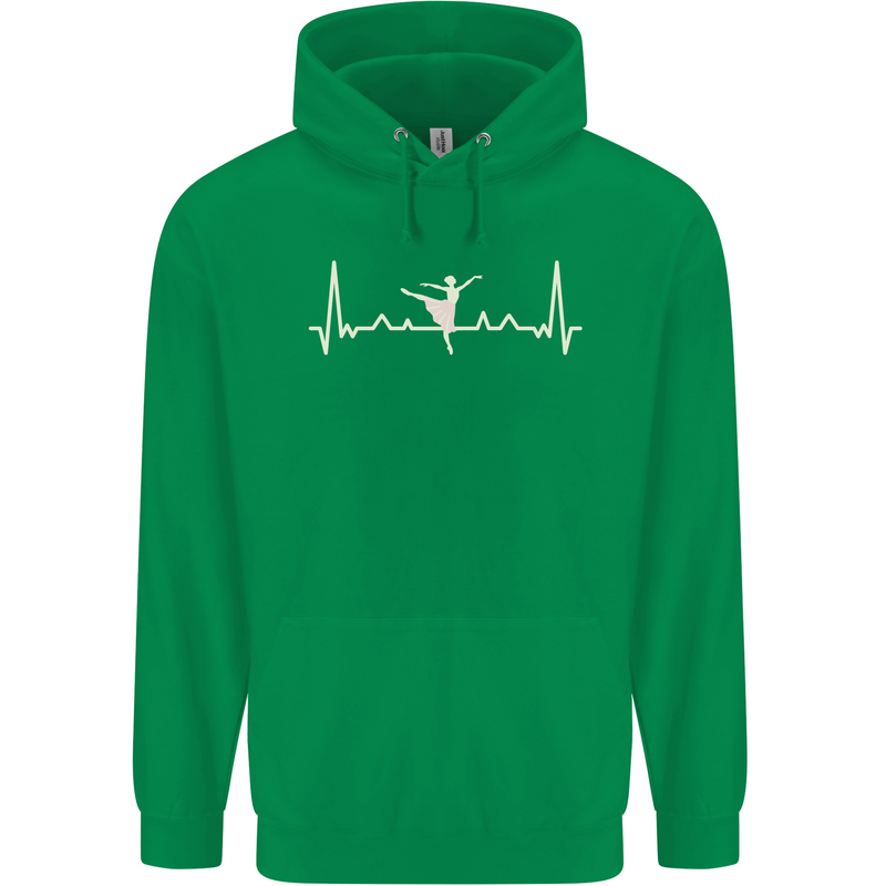 Ballerina Dancer ECG Dancing Ballet Pulse Mens 80% Cotton Hoodie Irish Green