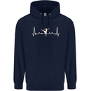 Ballerina Dancer ECG Dancing Ballet Pulse Mens 80% Cotton Hoodie Navy Blue