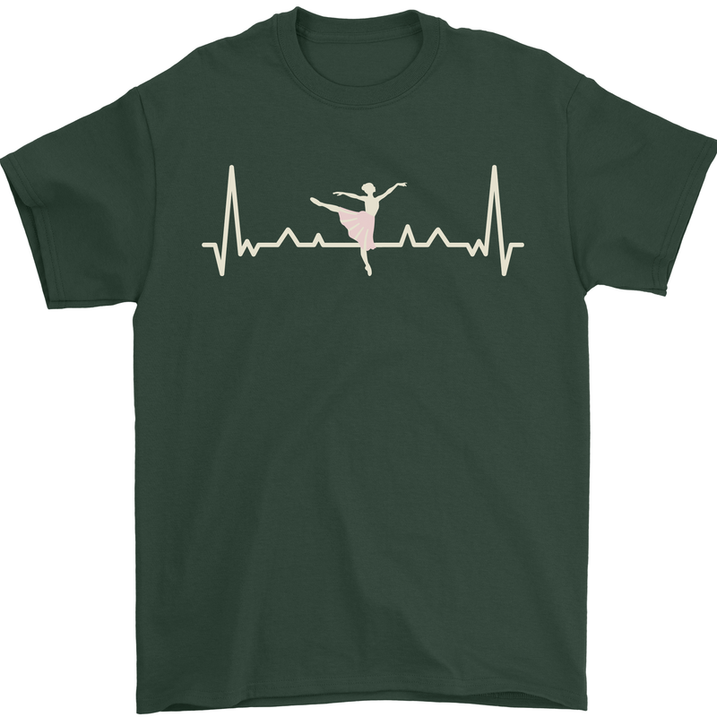 Ballerina Dancer ECG Dancing Ballet Pulse Mens T-Shirt 100% Cotton Forest Green