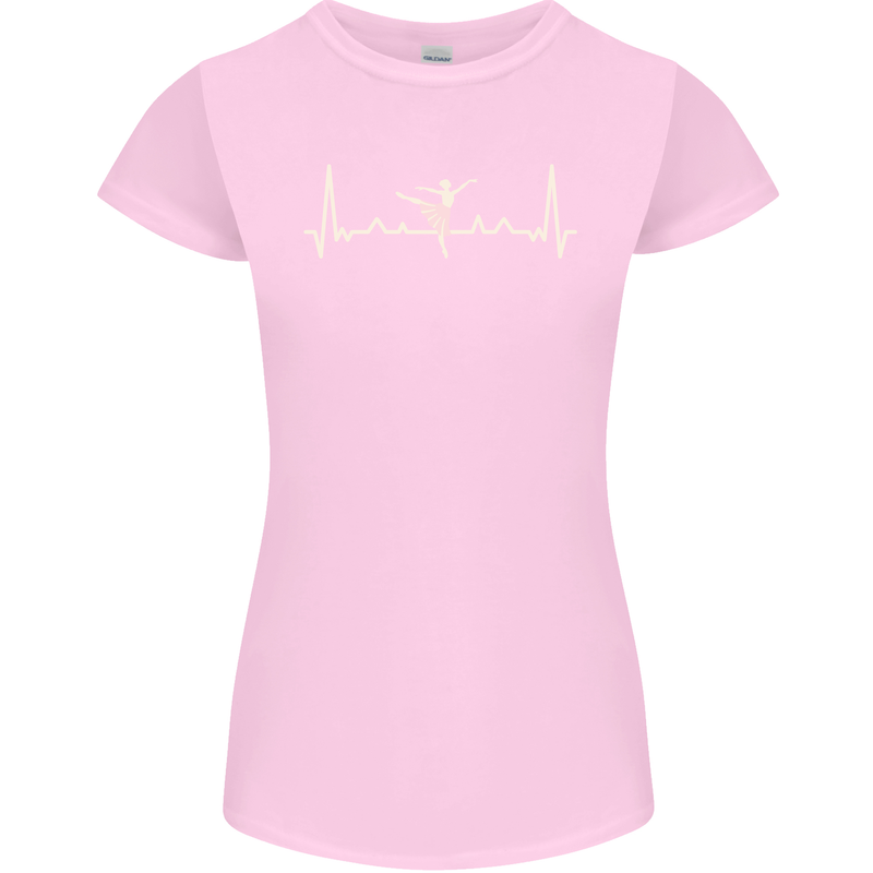 Ballerina Dancer ECG Dancing Ballet Pulse Womens Petite Cut T-Shirt Light Pink