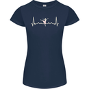 Ballerina Dancer ECG Dancing Ballet Pulse Womens Petite Cut T-Shirt Navy Blue