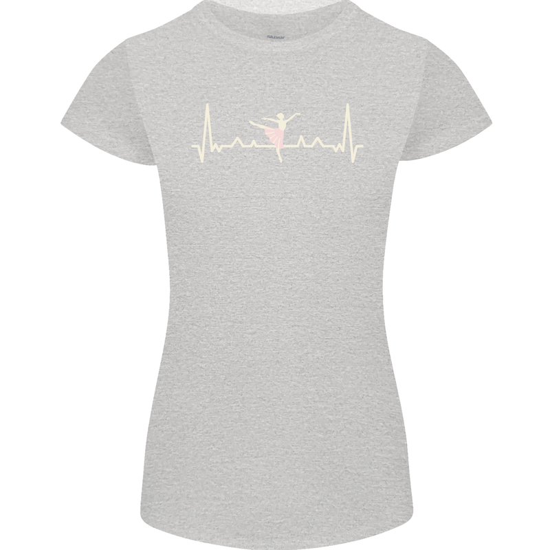 Ballerina Dancer ECG Dancing Ballet Pulse Womens Petite Cut T-Shirt Sports Grey
