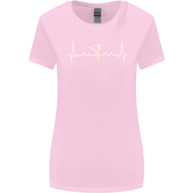Ballerina Dancer ECG Dancing Ballet Pulse Womens Wider Cut T-Shirt Light Pink