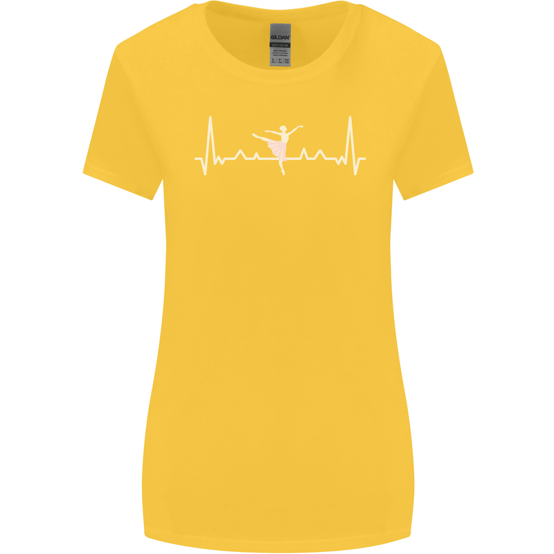 Ballerina Dancer ECG Dancing Ballet Pulse Womens Wider Cut T-Shirt Yellow