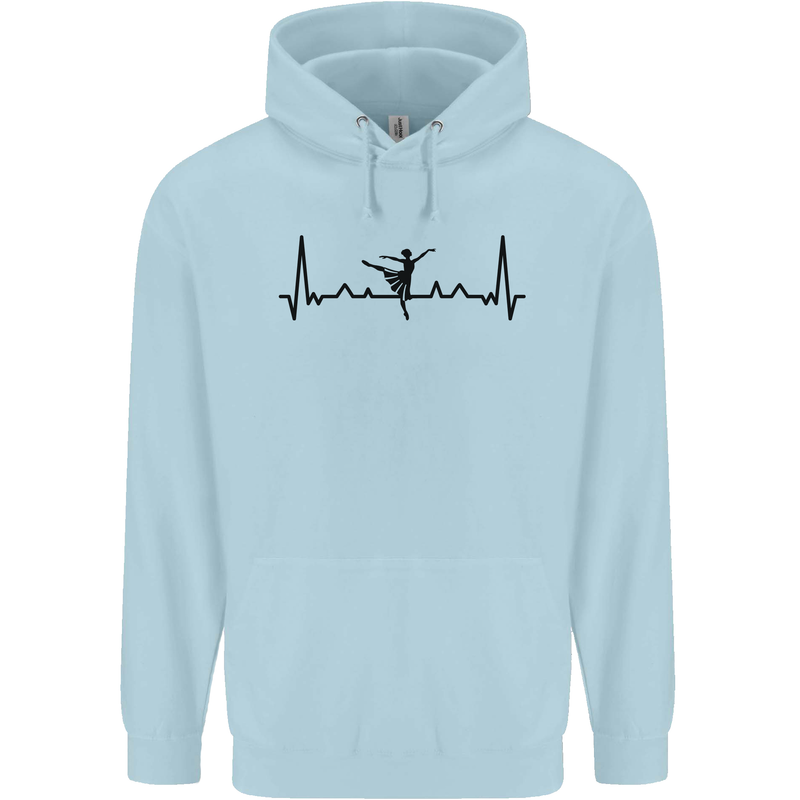 Ballet Dancer ECG Dancing Ballerina Pulse Childrens Kids Hoodie Light Blue