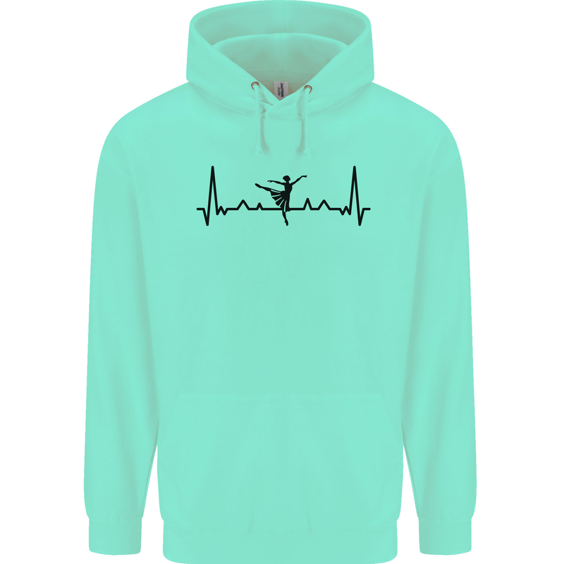 Ballet Dancer ECG Dancing Ballerina Pulse Childrens Kids Hoodie Peppermint