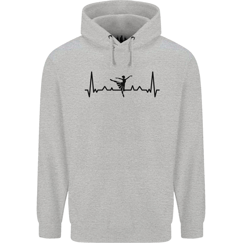 Ballet Dancer ECG Dancing Ballerina Pulse Childrens Kids Hoodie Sports Grey