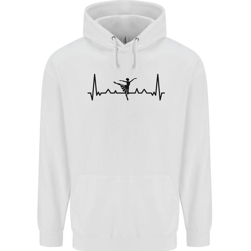 Ballet Dancer ECG Dancing Ballerina Pulse Childrens Kids Hoodie White