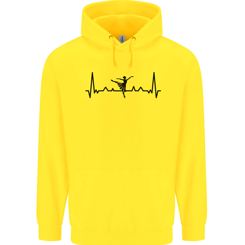 Ballet Dancer ECG Dancing Ballerina Pulse Childrens Kids Hoodie Yellow