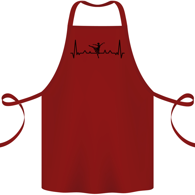 Ballet Dancer ECG Dancing Ballerina Pulse Cotton Apron 100% Organic Maroon