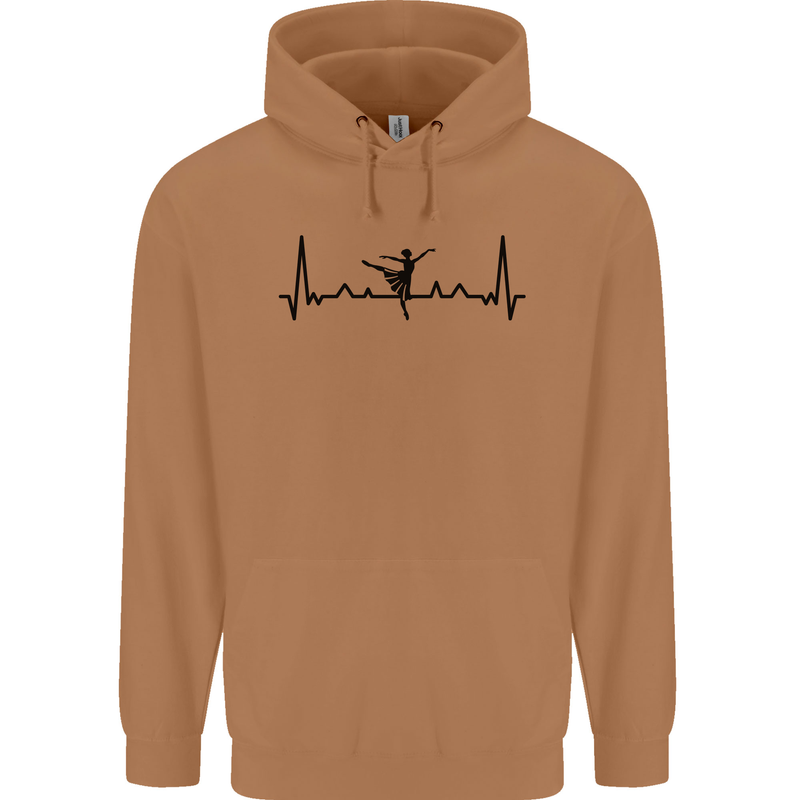 Ballet Dancer ECG Dancing Ballerina Pulse Mens 80% Cotton Hoodie Caramel Latte