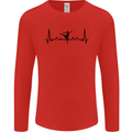 Ballet Dancer ECG Dancing Ballerina Pulse Mens Long Sleeve T-Shirt Red