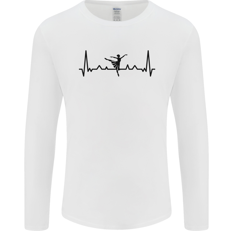 Ballet Dancer ECG Dancing Ballerina Pulse Mens Long Sleeve T-Shirt White