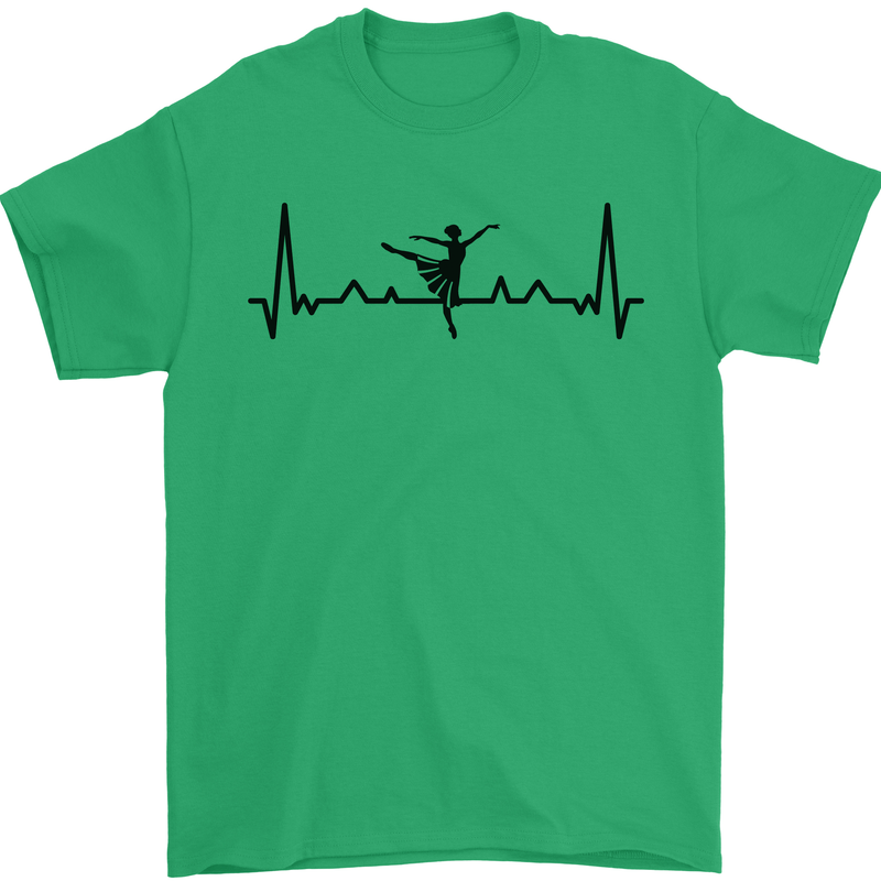 Ballet Dancer ECG Dancing Ballerina Pulse Mens T-Shirt 100% Cotton Irish Green